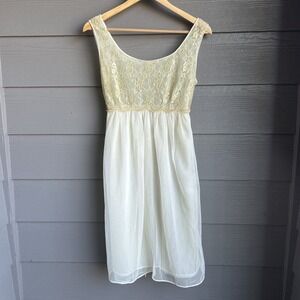 Vintage Movie Star Slip Dress Size M Ivory Babydoll Lace Coquette Fairy Preppy